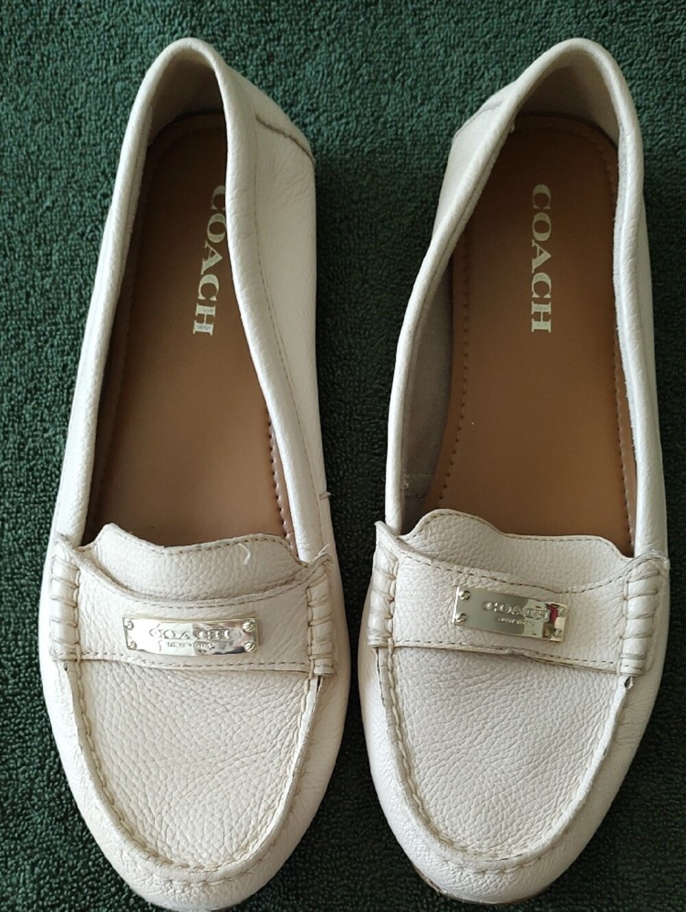 Coach Women's Ivory Leather Slip-On Loafers - Picture 3 of 9